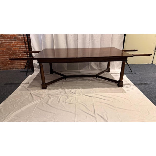 Bernhardt 1990s Bernhardt Farmhouse Style Dining Table (2 Leaves) For Sale - Image 4 of 9