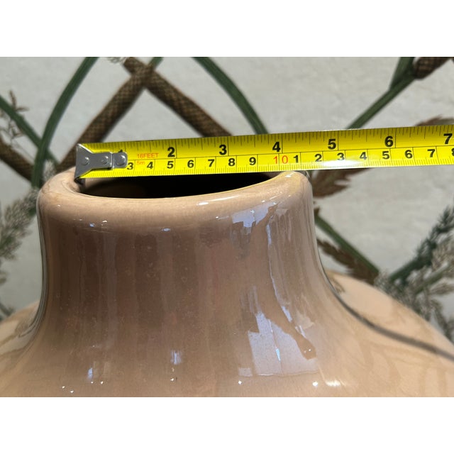 Modern XL Taupe Ceramic Vase For Sale - Image 3 of 6
