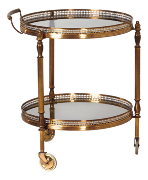 Vintage French Brass Bar Trolley with Glass Tiers, 1960s
