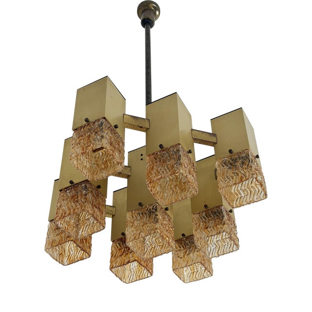 Nine-Light Chandelier in the style of Gaetano Sciolari for Stilnovo, 1970 For Sale