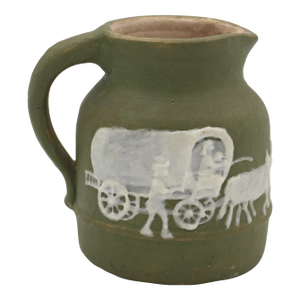 1960 North Carolina Cameo Decorated Small Pottery Pitcher by Walter Stephen