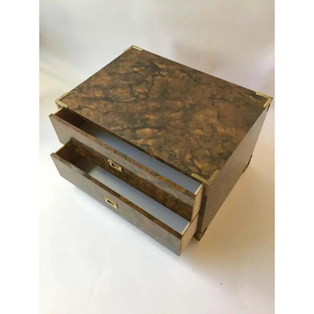 1970s Formica Faux Finish 2-Drawer End Table For Sale - Image 4 of 10