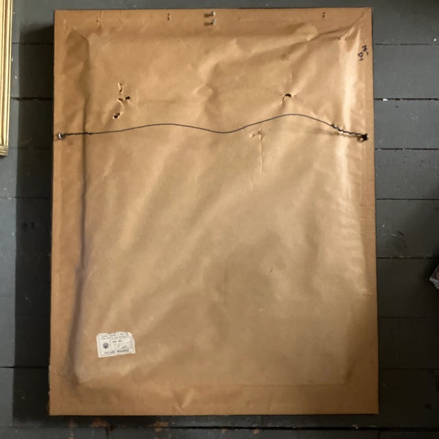 1950’s Original Hand Done Needlepoint Picture Female Portrait With Flowers Original Frame Ny Label For Sale - Image 4 of 6