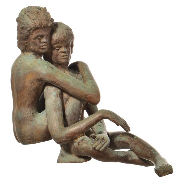 Realism 1980s Victor Salmones Bronze Sculpture - the Couple For Sale - Image 3 of 11