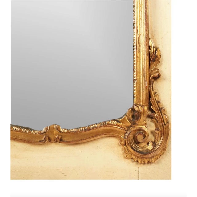 White Vintage Neoclassical Style Giltwood Trumeau Mirror For Sale - Image 8 of 11