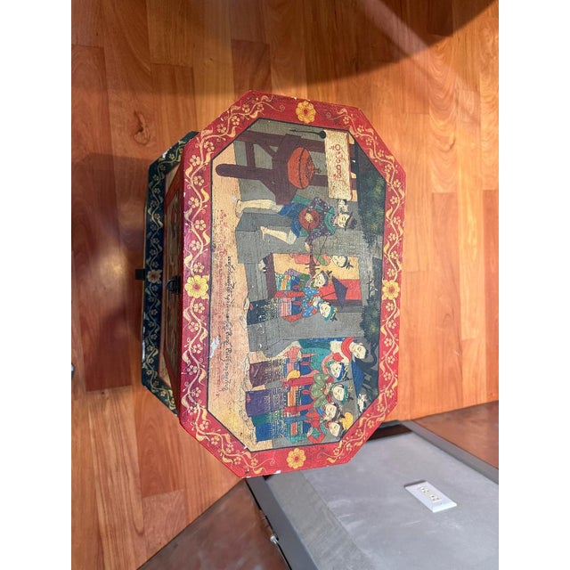 Antique Hand-Painted Asian Wedding Chests (Pair) – Lacquered Wood, Figural Scenes For Sale In Denver - Image 6 of 6