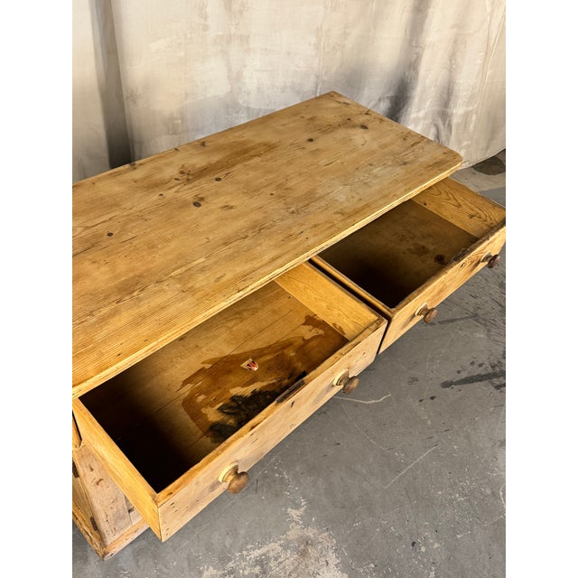 Antique English Deep Pine Dresser or Sideboard W/ Six Bun Feet | Circa 1890 For Sale - Image 17 of 18