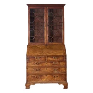 Early 19th Century Astral Glazed Burl Mahogany Bureau Bookcase For Sale