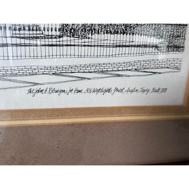 1975 Ed Jader “The John H. Robinson Home – Austin, Texas 1888” Limited Edition Architectural Print, 18/50, Framed For Sale - Image 11 of 12