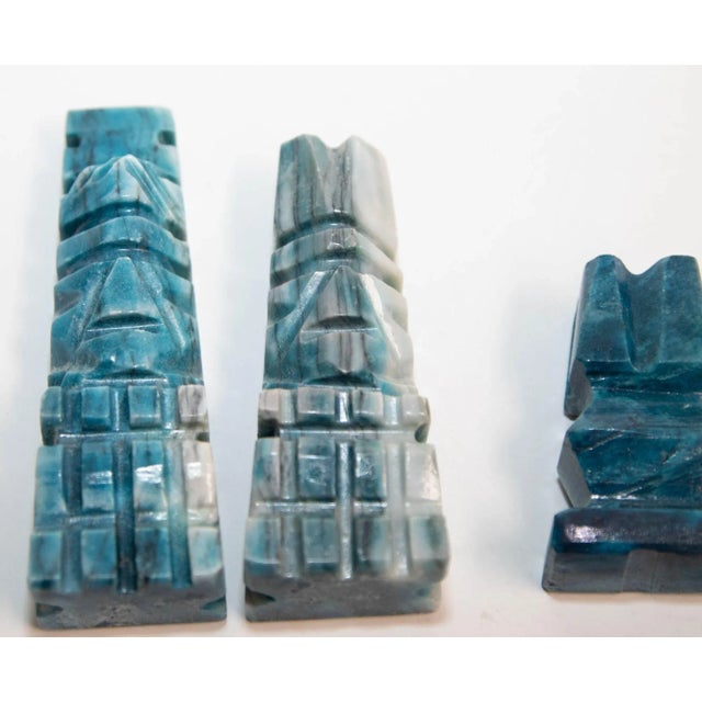 Vintage Marble Large Chess Set With Hand-Carved Turquoise Onyx Pieces For Sale - Image 10 of 13