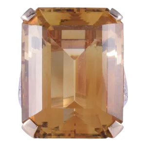 1950s 33 Carat Natural Untreated Citrine 14k Gold Ring Size 7