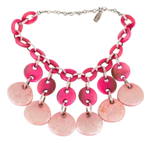 Dominique Denaive Paris Pink Resin Choker Necklace With Charms