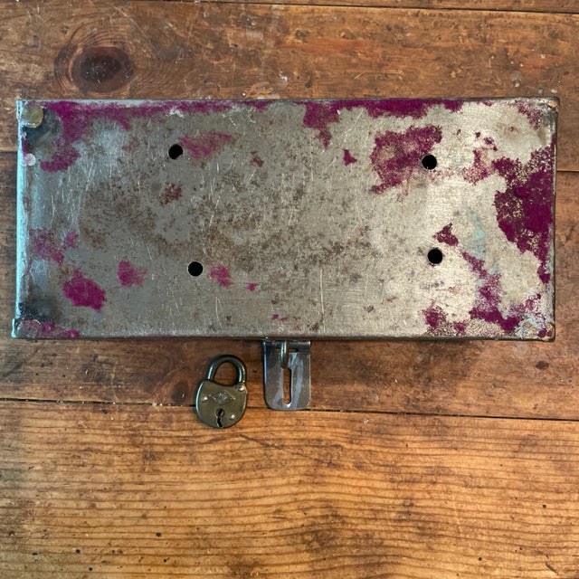 Metal Antique Money Cash Lock Box For Sale - Image 7 of 10