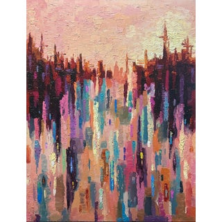Patchwork Horizon 4 by Dominic Harman | Oil On Canvas Abstract landscape with colorful reflections. For Sale