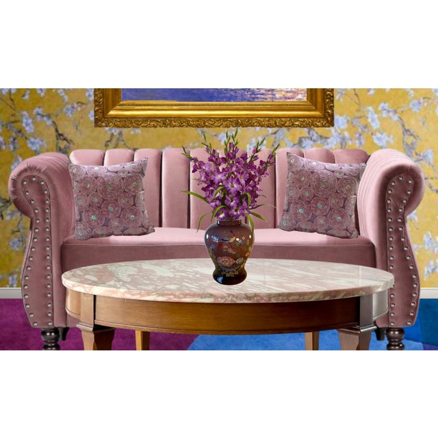 Murano Peacock Floral Purple Art Glass Vase For Sale - Image 18 of 18