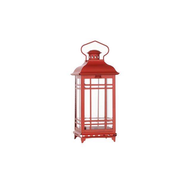 Red Traditional Red Metal Lantern (Set of 3) For Sale - Image 8 of 9