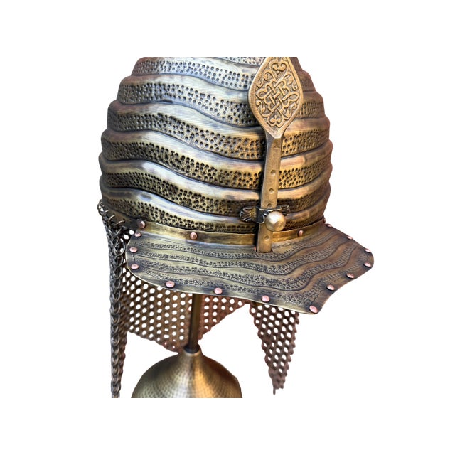Fluted Brass Warrior Helm For Sale - Image 10 of 15