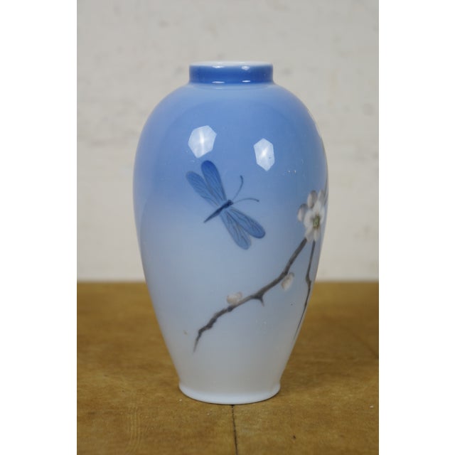 Royal Copenhagan Mid 20th Century Royal Copenhagen 2301 Cherry Blossom Dragonfly Bud Vase Urn For Sale - Image 4 of 12