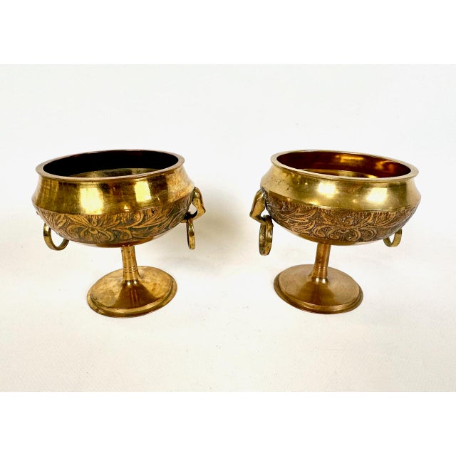Vintage Danish Brass Footed Pedestal Bowl from Malm, 1950s, Set of 2 For Sale - Image 3 of 11