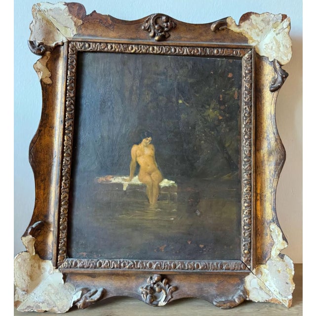 Circle of François Boucher, Seated Bather (Baigneuse Assise), Oil on Panel For Sale - Image 8 of 10