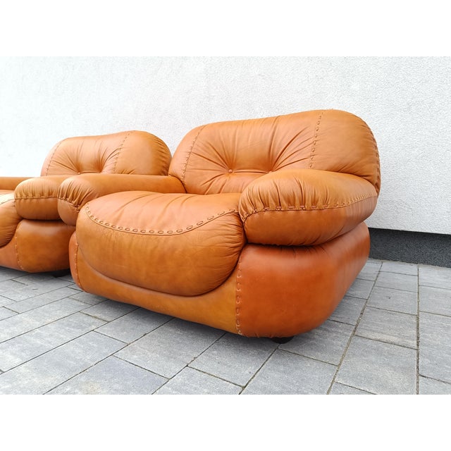 Cognac Leather Sapporo Armchair from Mobil Girgi, Italy, 1970s For Sale - Image 6 of 10