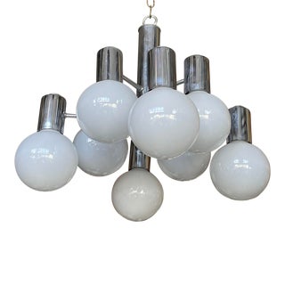 1970s 8 Light Chrome Chandelier For Sale
