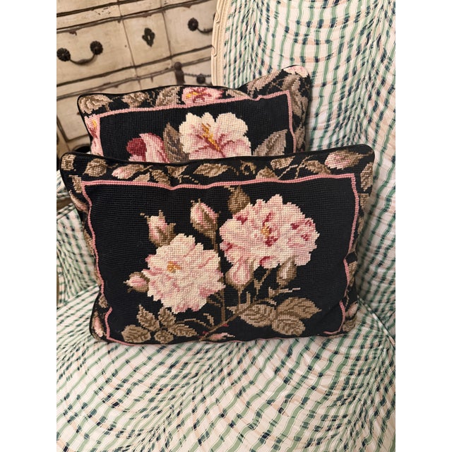 1980s Set of Two Vintage Needlepoint Pillows For Sale - Image 5 of 7