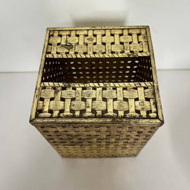 Mid 20th Century 1970s Hollywood Regency Style Basketweave Tissue Box Cover For Sale - Image 5 of 6