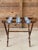 Ornamental & Decorative Materials Vintage Walnut Faux Bamboo Folding Luggage Rack With Needlepoint Straps For Sale - Image 7 of 11