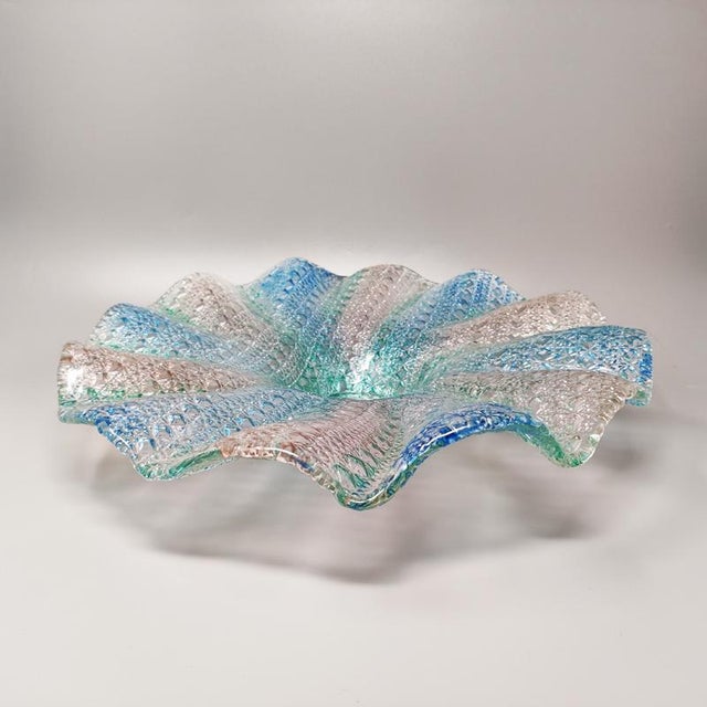 1960s Gorgeous big blue, pink and green centerpiece by Linea Arte Murano in Murano glass. Made in Italy The item is signed...