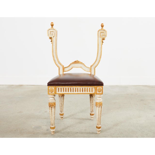 Early 20th Century Pair of Italian Neoclassical Style Backless Hall Chairs For Sale - Image 5 of 12