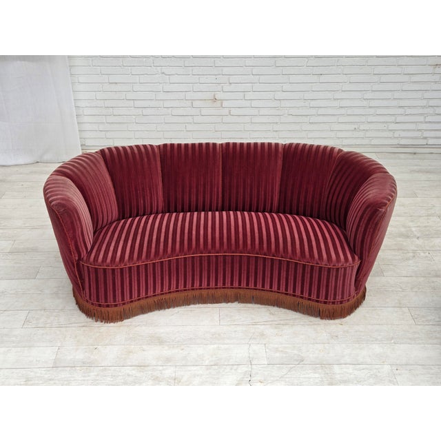 Vintage Danish Two-Seater Banan Sofa in Furniture Velour and Oak, 1960s For Sale - Image 18 of 18