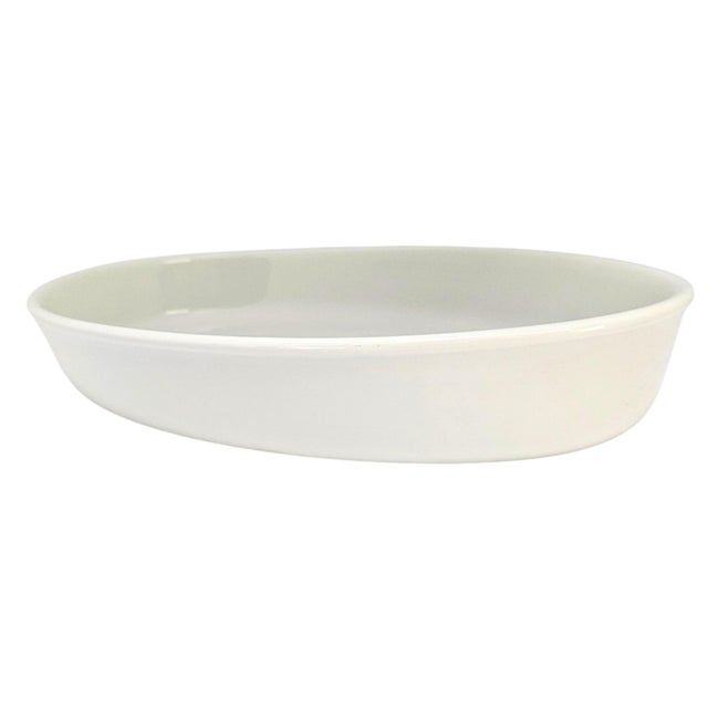 Vintage French Apilco Heavy White Porcelain Oval Gratin Baker, 14.5 Inch For Sale - Image 10 of 10