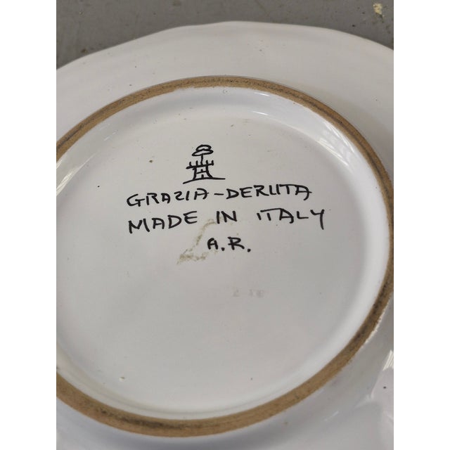 Mid 20th Century Vintage Hand Painted Terra Cotta Italian Deruta Grazia Pottery Cup & Saucer For Sale - Image 5 of 8