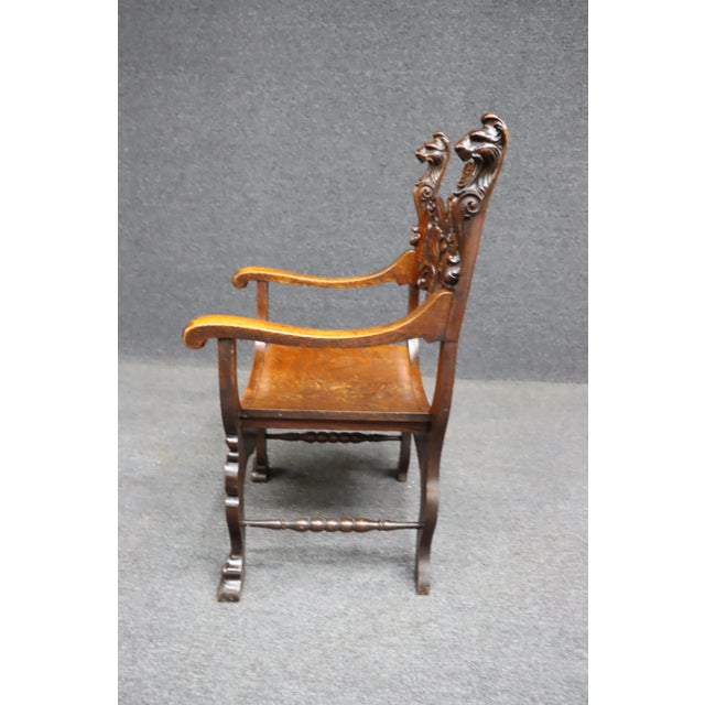 Wood Victorian Quarter Sawn Oak Savonarola Chair For Sale - Image 7 of 12