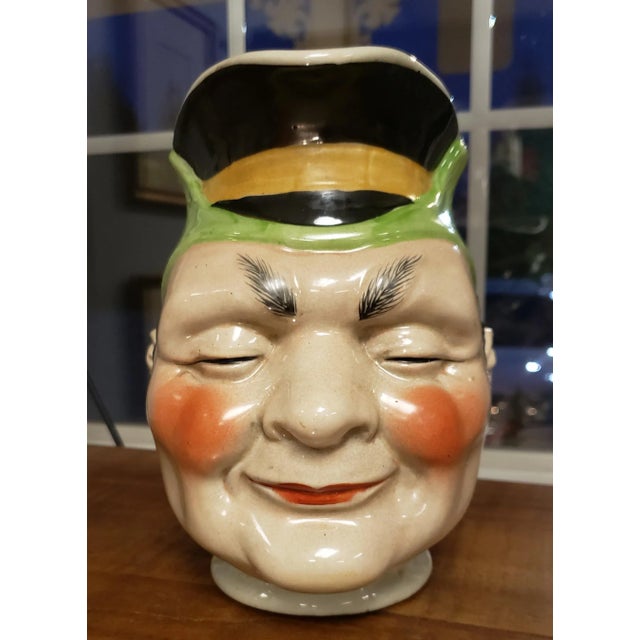 De Sarreguemines Antique Mid 19th Century Majolica Sarreguemines Character Jug For Sale - Image 4 of 4