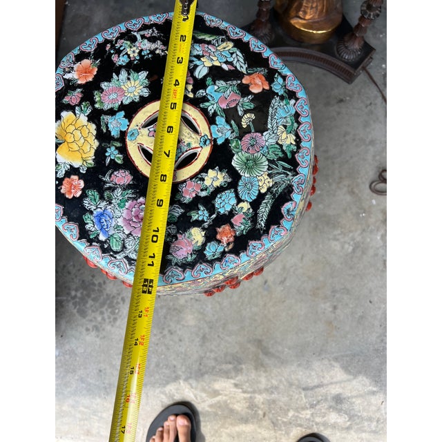 Chinese Mid-20th Century Chinese Export Hand-Painted Garden Stool For Sale - Image 3 of 9