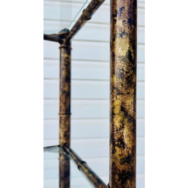 Mid-Century Faux Tortoiseshell Bamboo Étagère Bookcase - Newly Painted For Sale - Image 9 of 10
