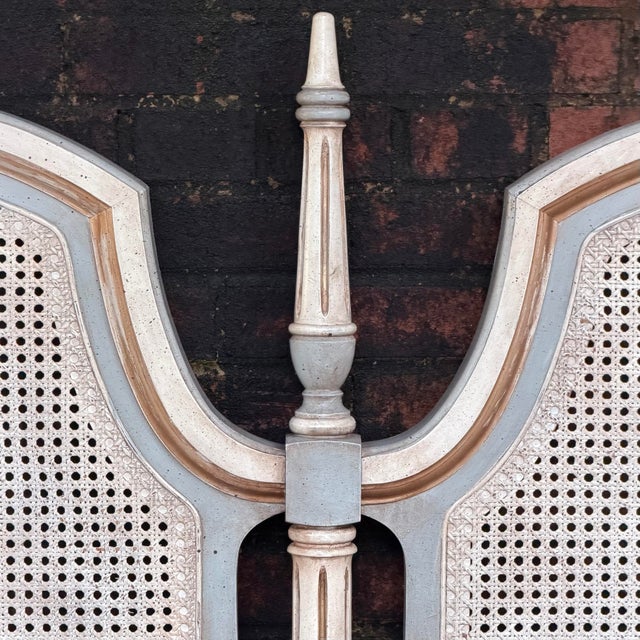 Wood Mid-Century Dixie Queen Headboard in Swedish Gustavian Style - Newly Painted For Sale - Image 7 of 15