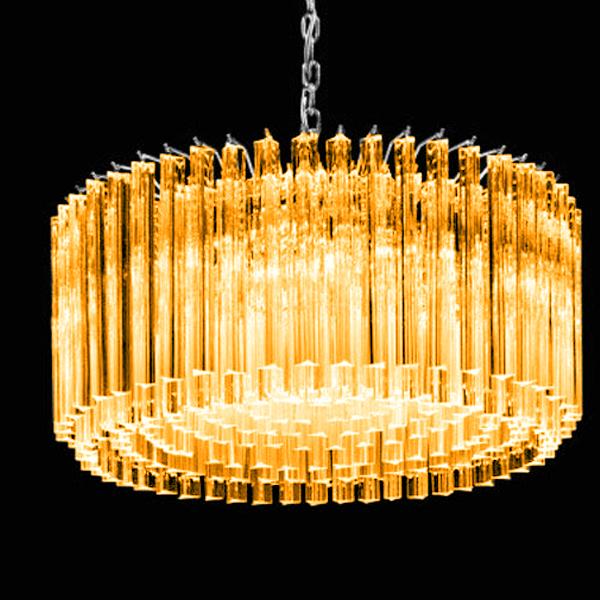 Murano Mid-Century Modern Italian Amber Triedro "Concava" Chandelier For Sale - Image 4 of 4