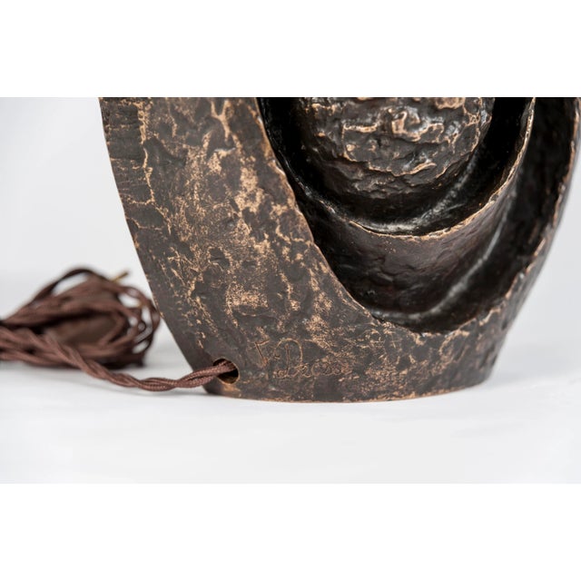 Metal Bronze Sculptural Lamp by Fernand Dresse, 1970s For Sale - Image 7 of 8