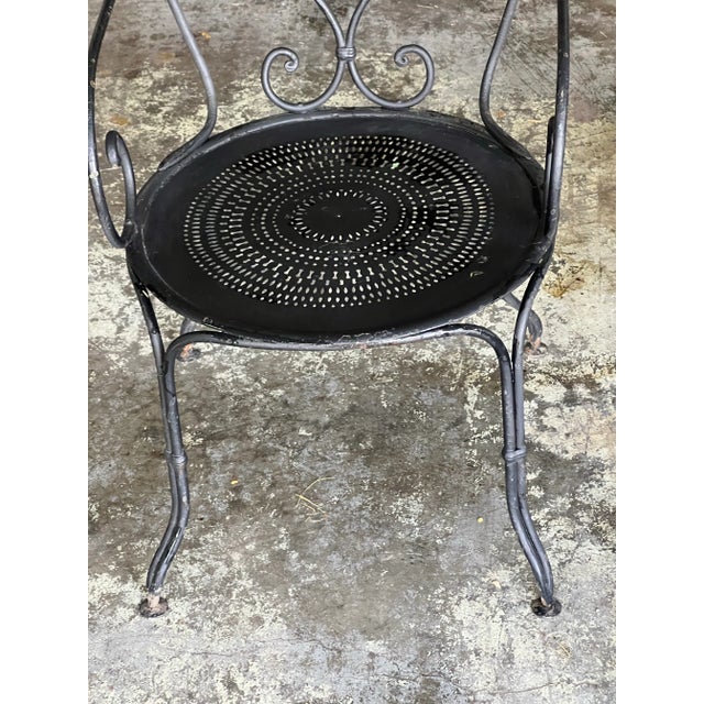 C.2000 Wrought Iton Garden Patio Arm Chairs a Pair For Sale - Image 4 of 8