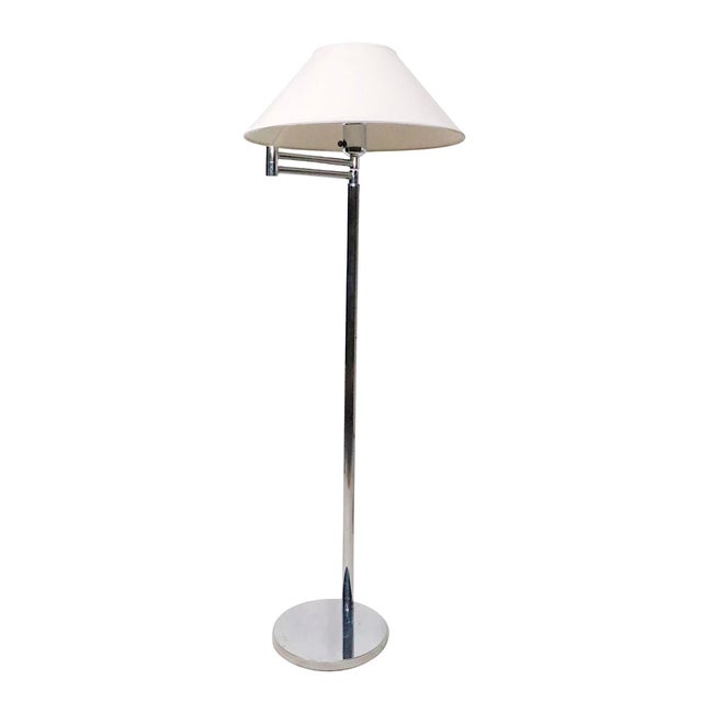 Chrome Pair of Walter Von Nessen Flex Arm Bauhaus Design Floor Lamps C. 1970's For Sale - Image 8 of 14