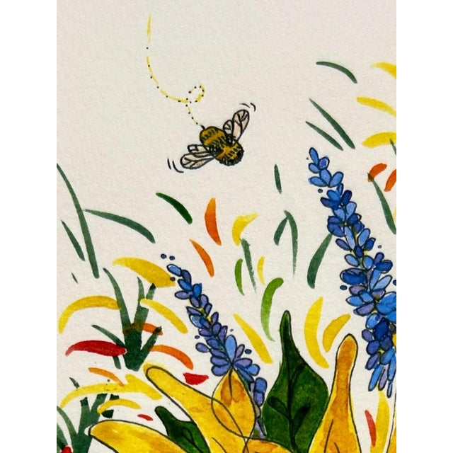 2020s Giclee Print Watercolor Painting “Bees Garden” For Sale - Image 5 of 11