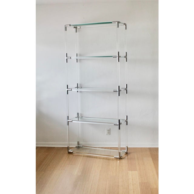 1970s Charles Hollis Jones Style Lucite Aluminum Sculptural Étagère Shelving Room Divider For Sale - Image 12 of 18