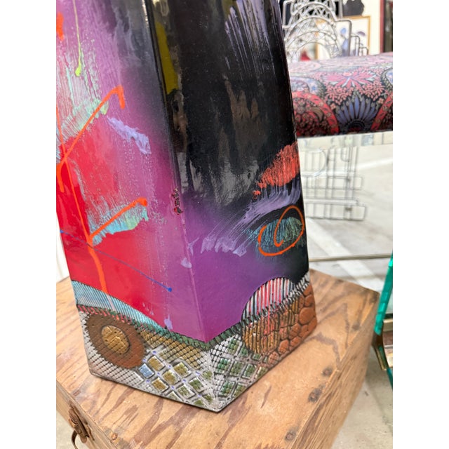 Abstract Vintage Large Abstract Sculpture Vase by Kimmberly Ioane Fine Art Pottery 24in For Sale - Image 3 of 7