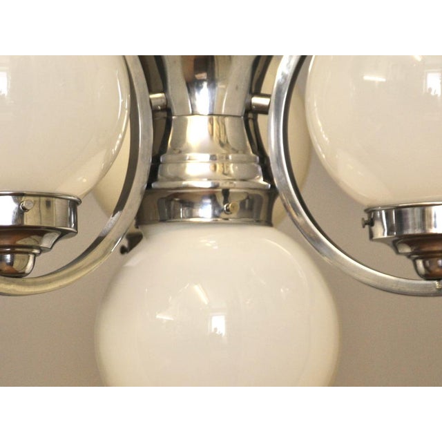 Silver Vintage Bauhaus Glass Chandelier, 1930s For Sale - Image 8 of 11