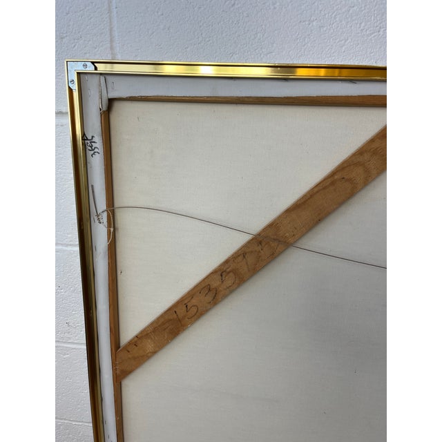 Textile Large Signed Lee Reynolds Coastal Harbor Painting Original Brass Gallery Frame For Sale - Image 7 of 8
