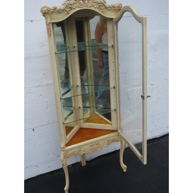 French Tall Painted Corner Vitrine Display Curio Cabinet Cupboard 6676 For Sale - Image 18 of 18