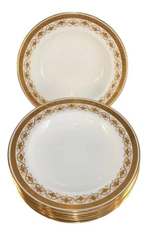 1940s Minton for Tiffany & Co. Gold Rim Soup Bowls - Set of 8